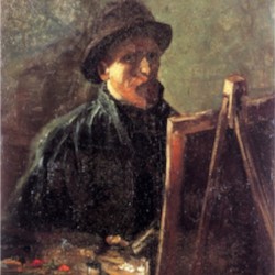 Self Portrait with Dark Felt Hat at the Easel by Van Gogh